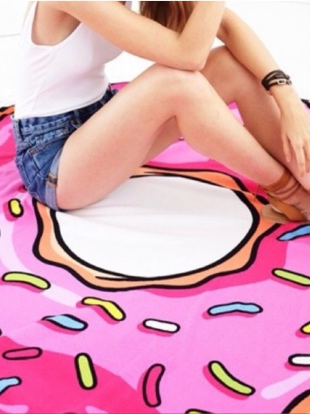 NWOT Pink Donut Beach Blanket - Fun Sprinkles Print